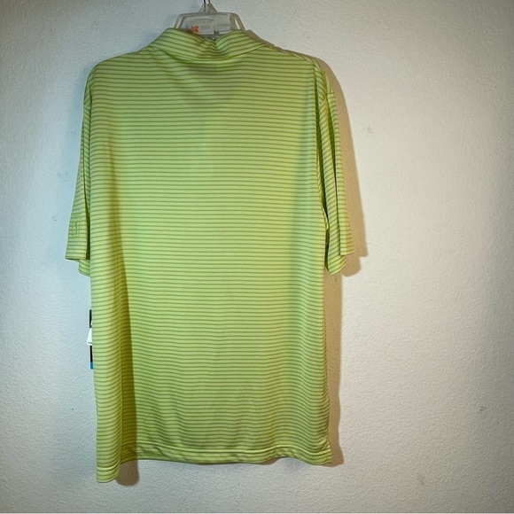 PGA Tour Mens Tomatillo Green White Single Feeder Stripe Golf Polo Shirt L Large - Picture 2 of 10